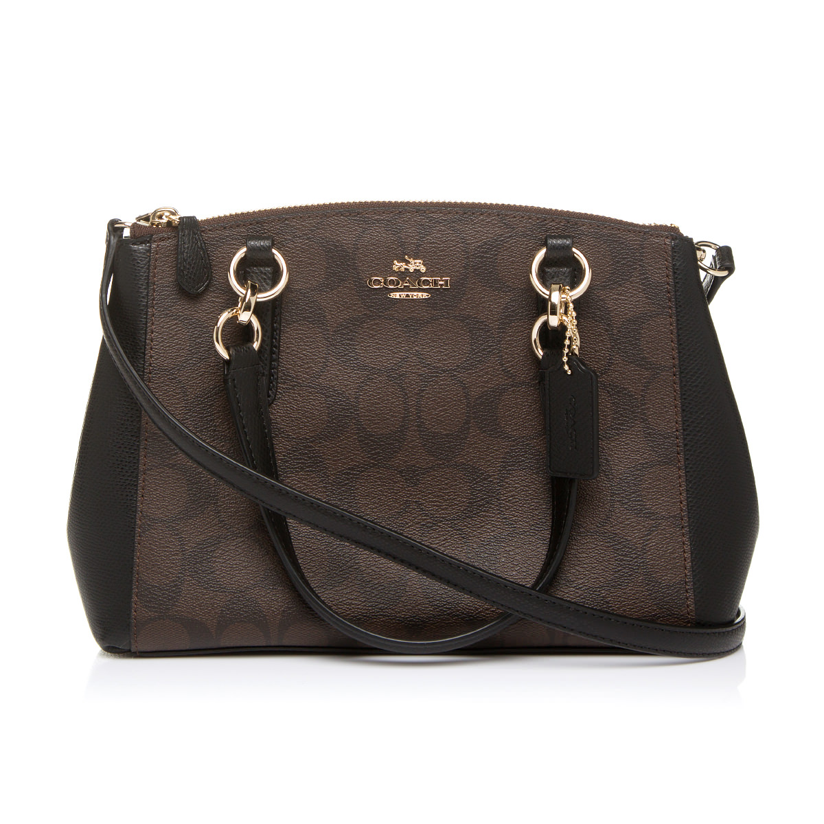 COACH Signature Mini Christie Carryall Bag Crossbody (Brown/Black