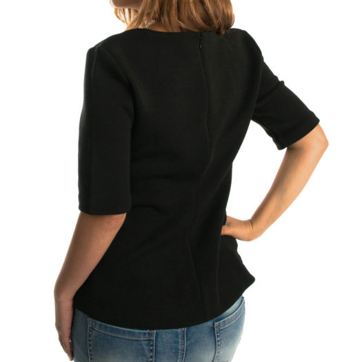 Ann Taylor Black Structured Peplum Short Sleeve Top