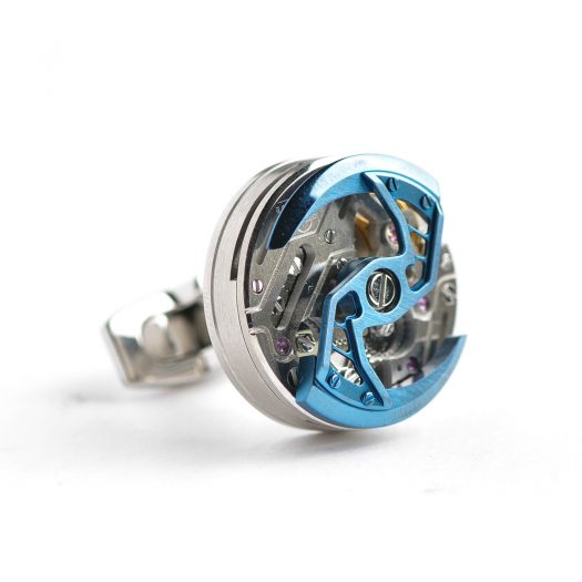 Luxury Cufflinks ROTOR – 316L Steel & Blue
