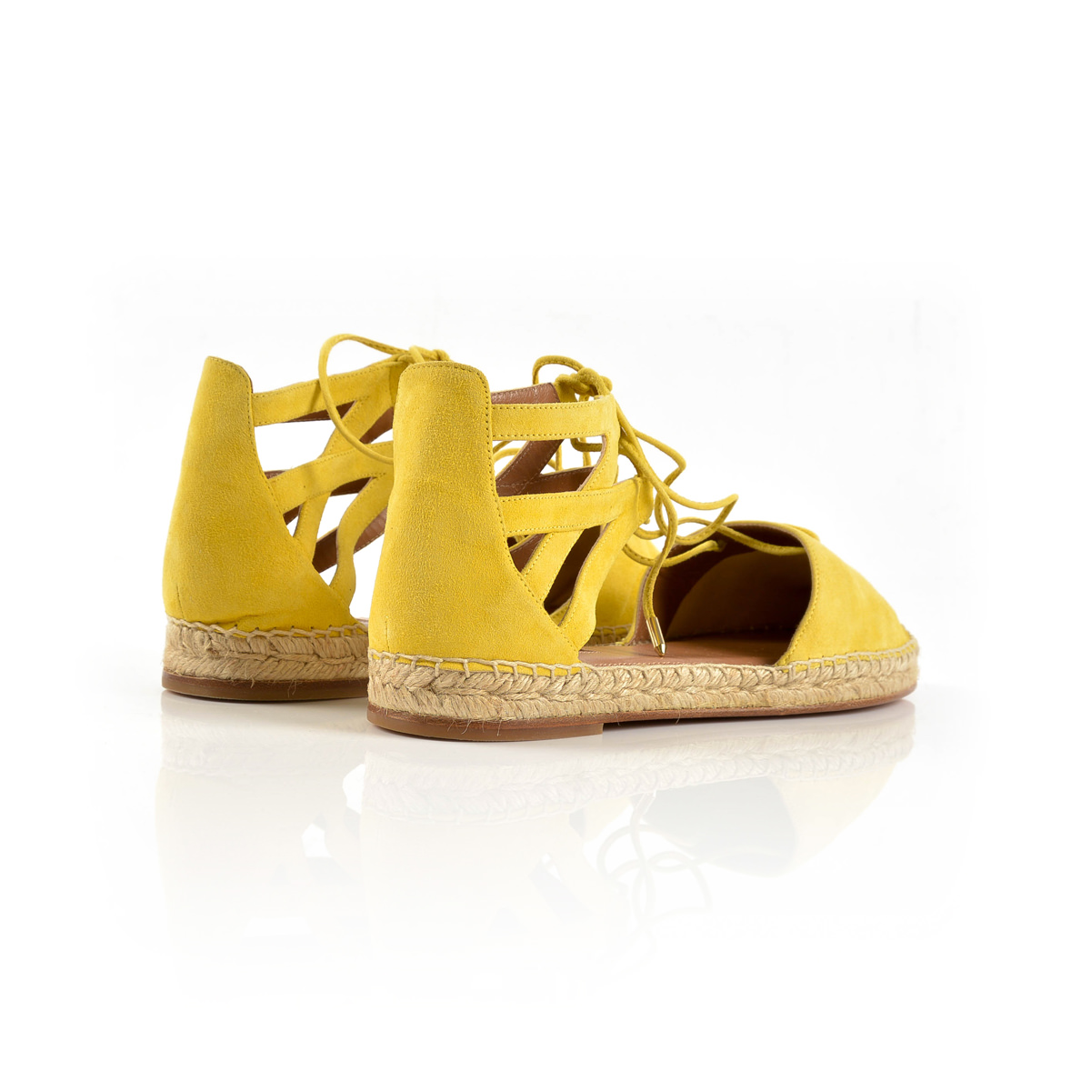 Aquazzura Women’s Yellow Belgravia Flat Espadrilles OFour