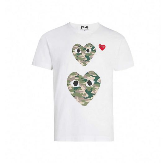 Comme Des Garcons Heart Print T-Shirt White