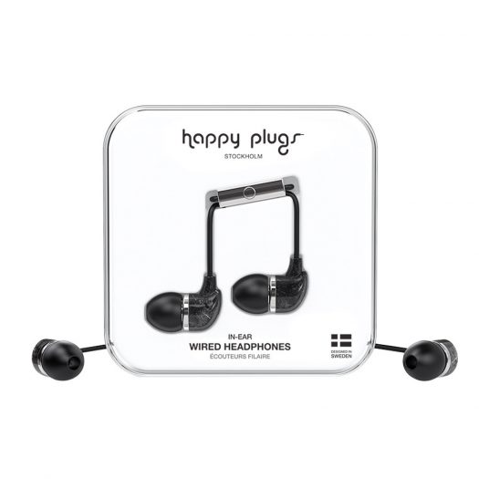 Happy Plugs Wired Earbud Deluxe Earphones - Black Marble