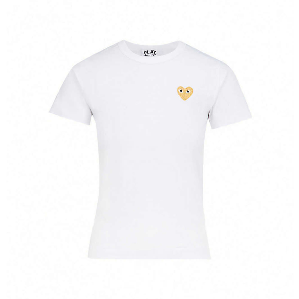 Embroidered Heart T-Shirt In White By Comme Des Garcons