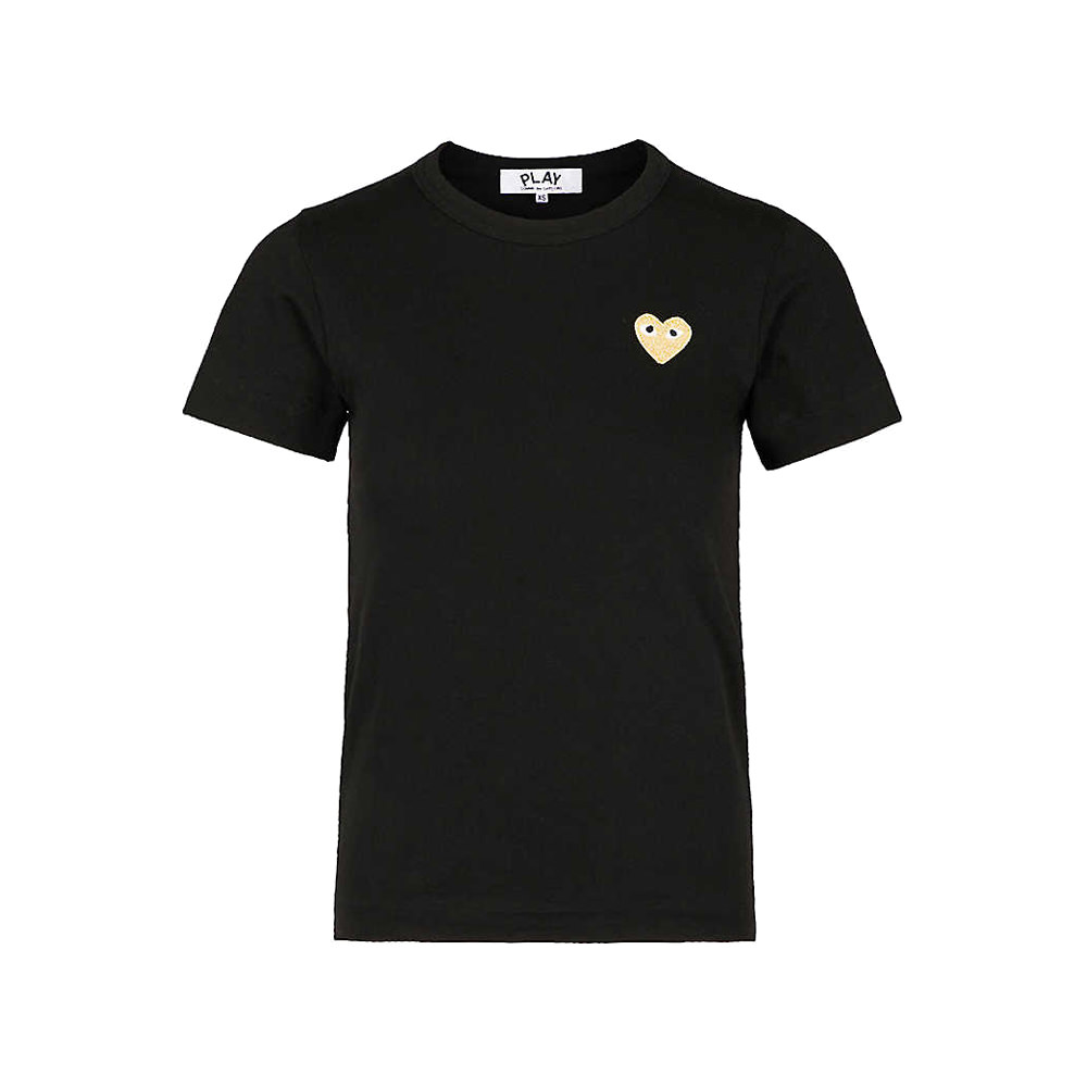T-Shirt Embroidered Heart Black By Comme Des Garcons