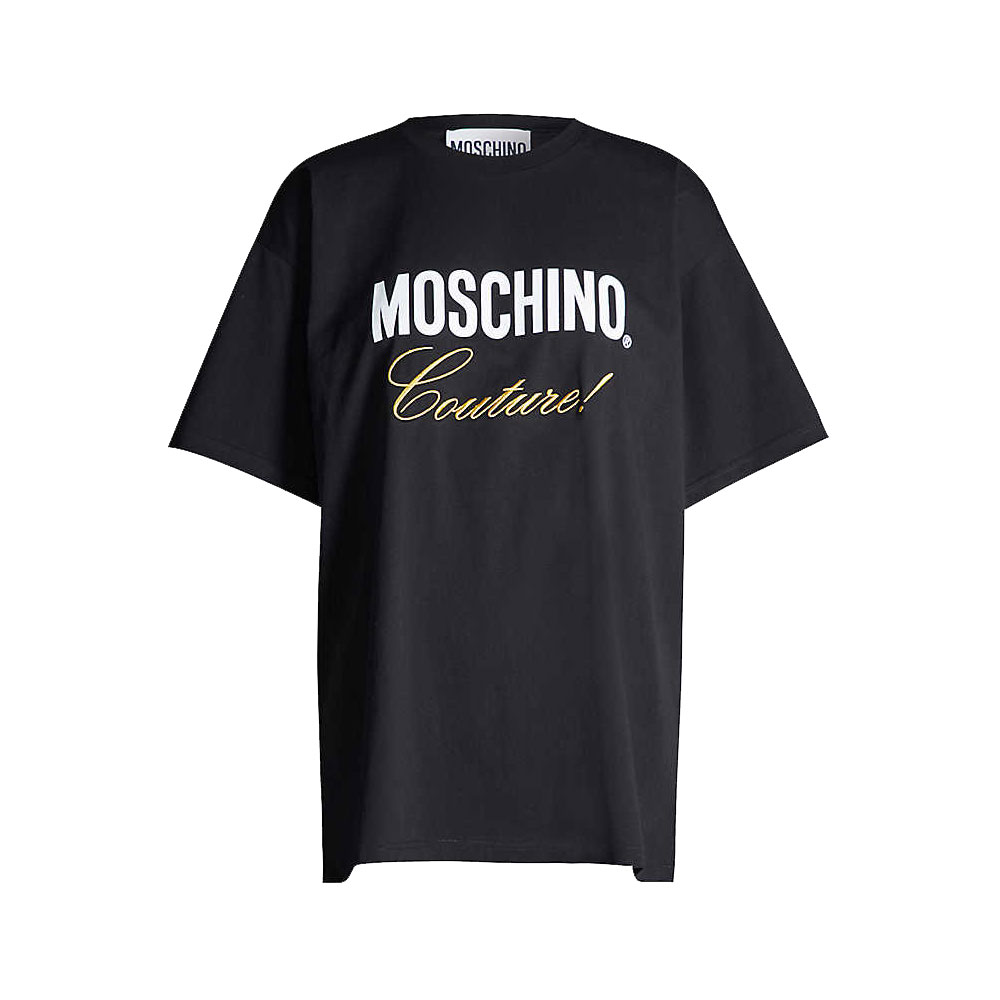 Moschino Slogan Embroidered Cotton Jersey T-shirtMoschino Slogan ...