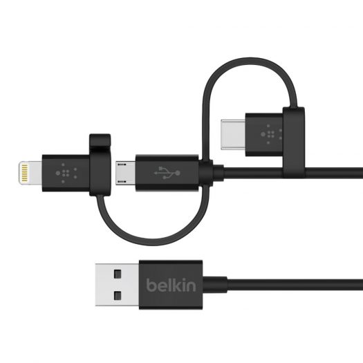 Universal Cable with Micro-USB, USB-C and Lightning Connectors
