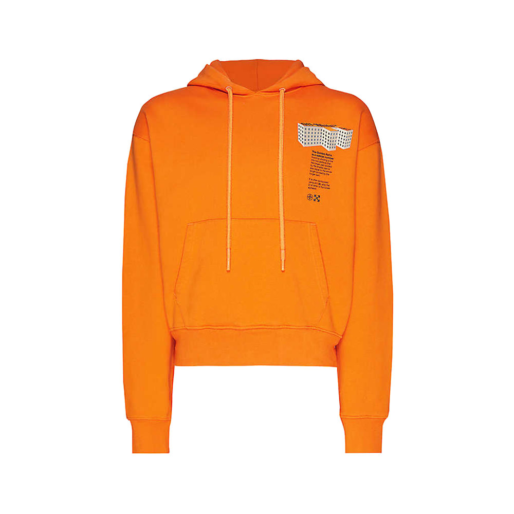 Graphic Print Cotton Jersey Hoody Orange By Off White