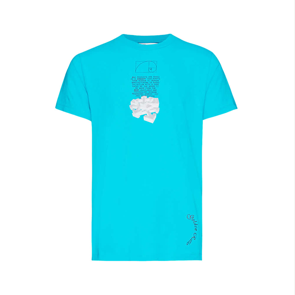 Off-White Logo Print Cotton Jersey T-Shirt Petrol Blue