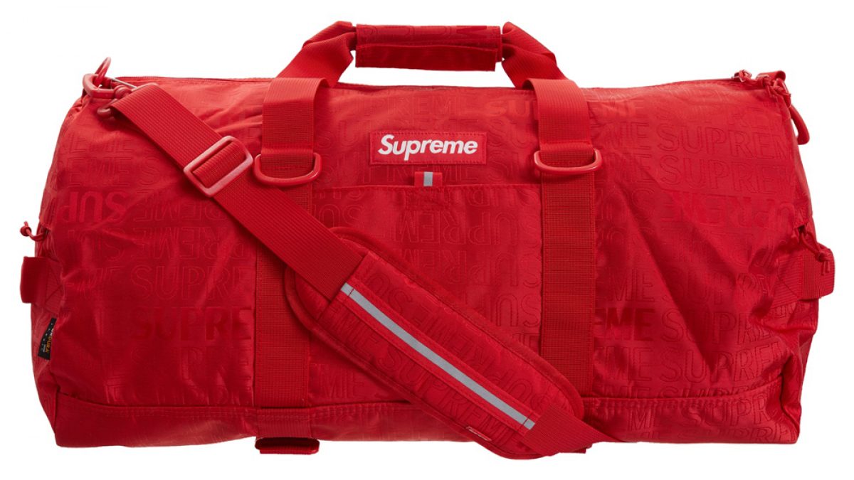 supreme duffle bag red