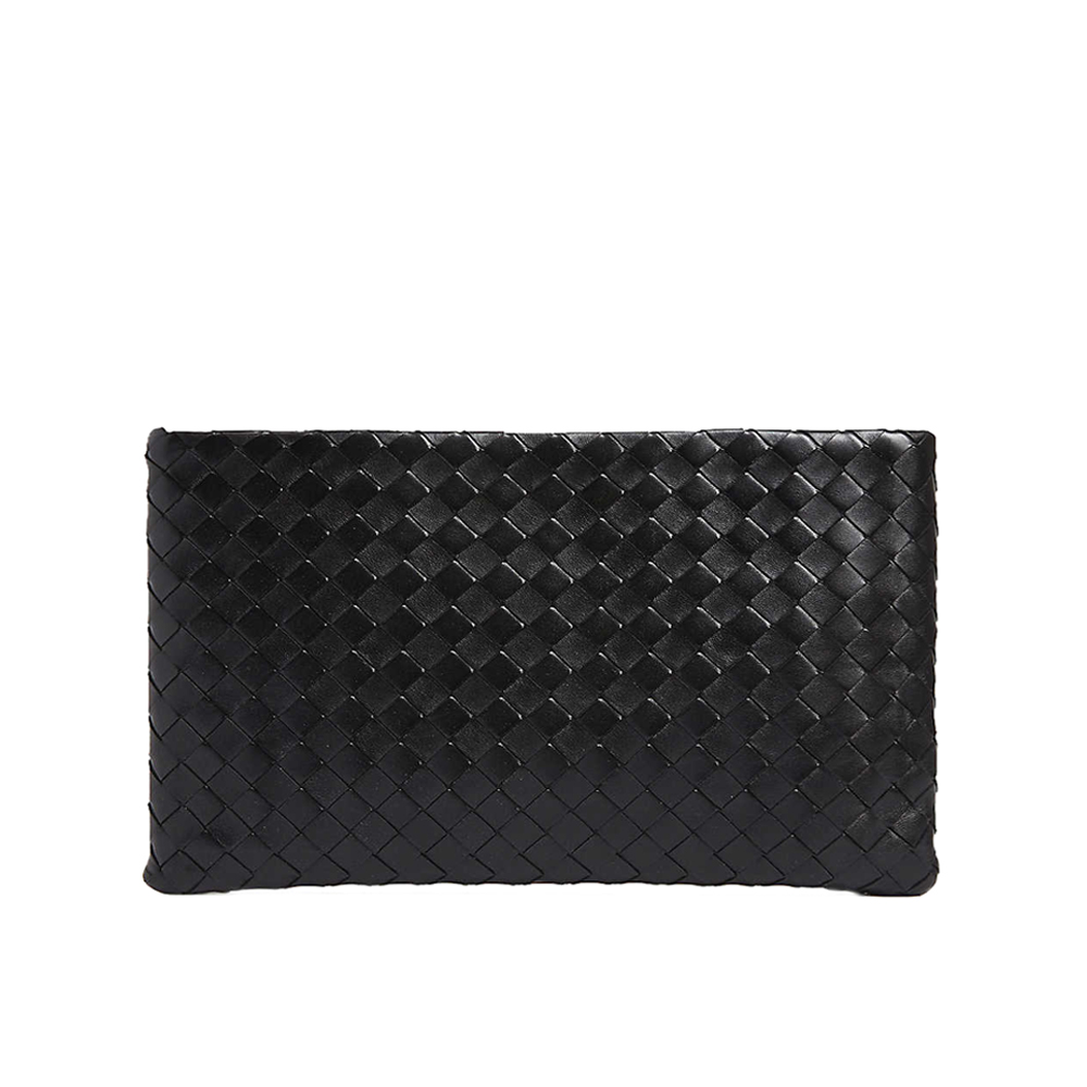 large woven leather pouch