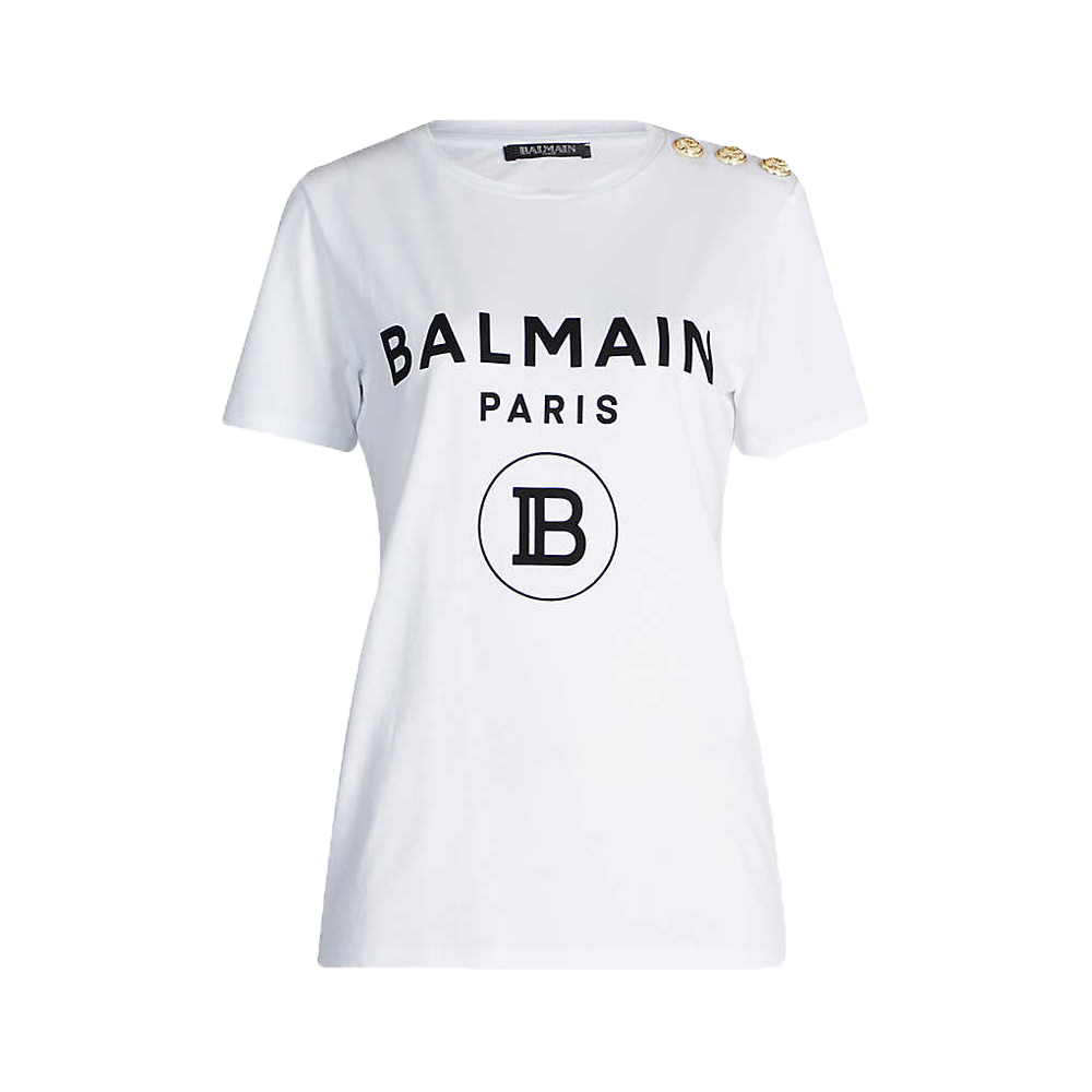 Logo Print Cotton Jersey T-shirt Blanc Noir By BalmainLogo Print Cotton ...