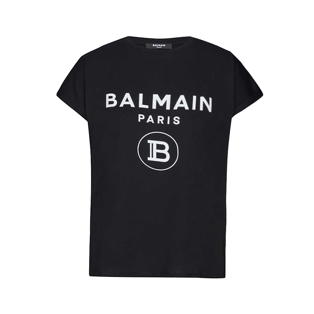 Logo Print Cotton Jersey T-shirt Black White By BalmainLogo Print ...