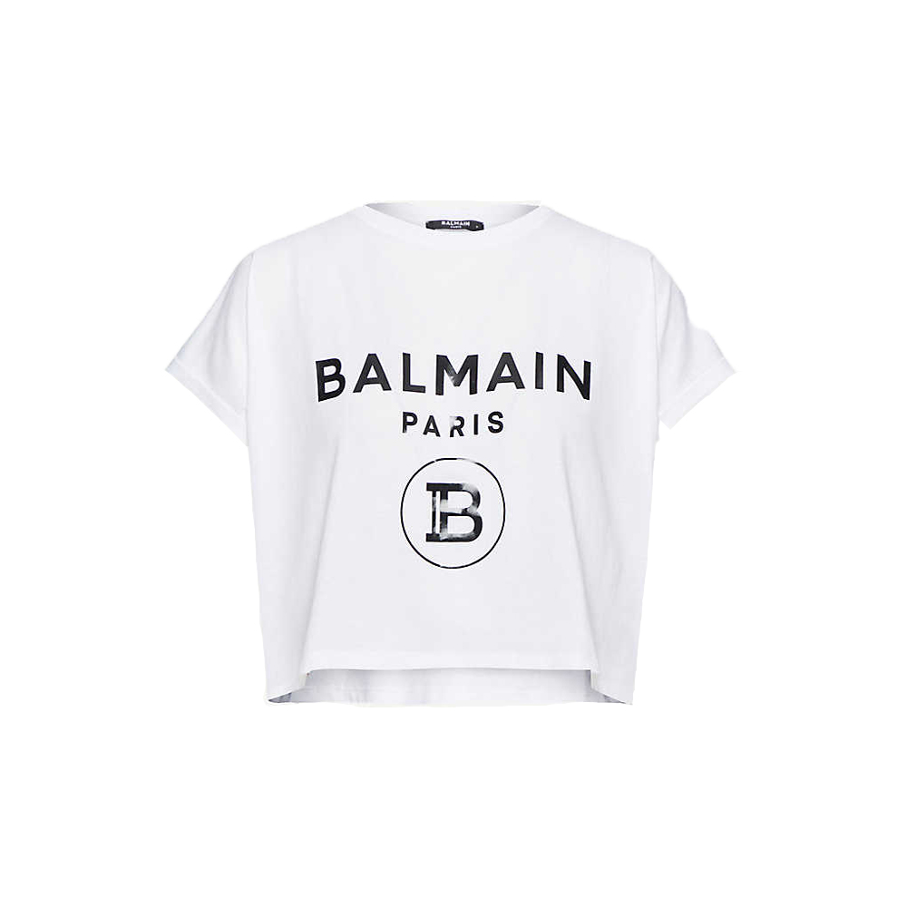 balmain printed cotton jersey t shirt