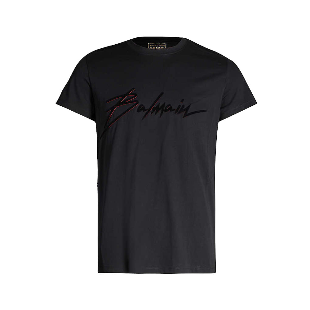 Paris Logo Cotton Jersey T-shirt Black by Balmain