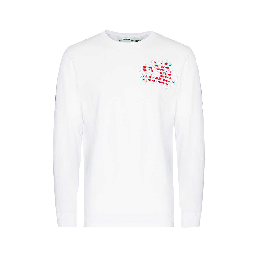 Ocean Debris Long Sleeved Cotton Jersey T-shirt OFF WHITE