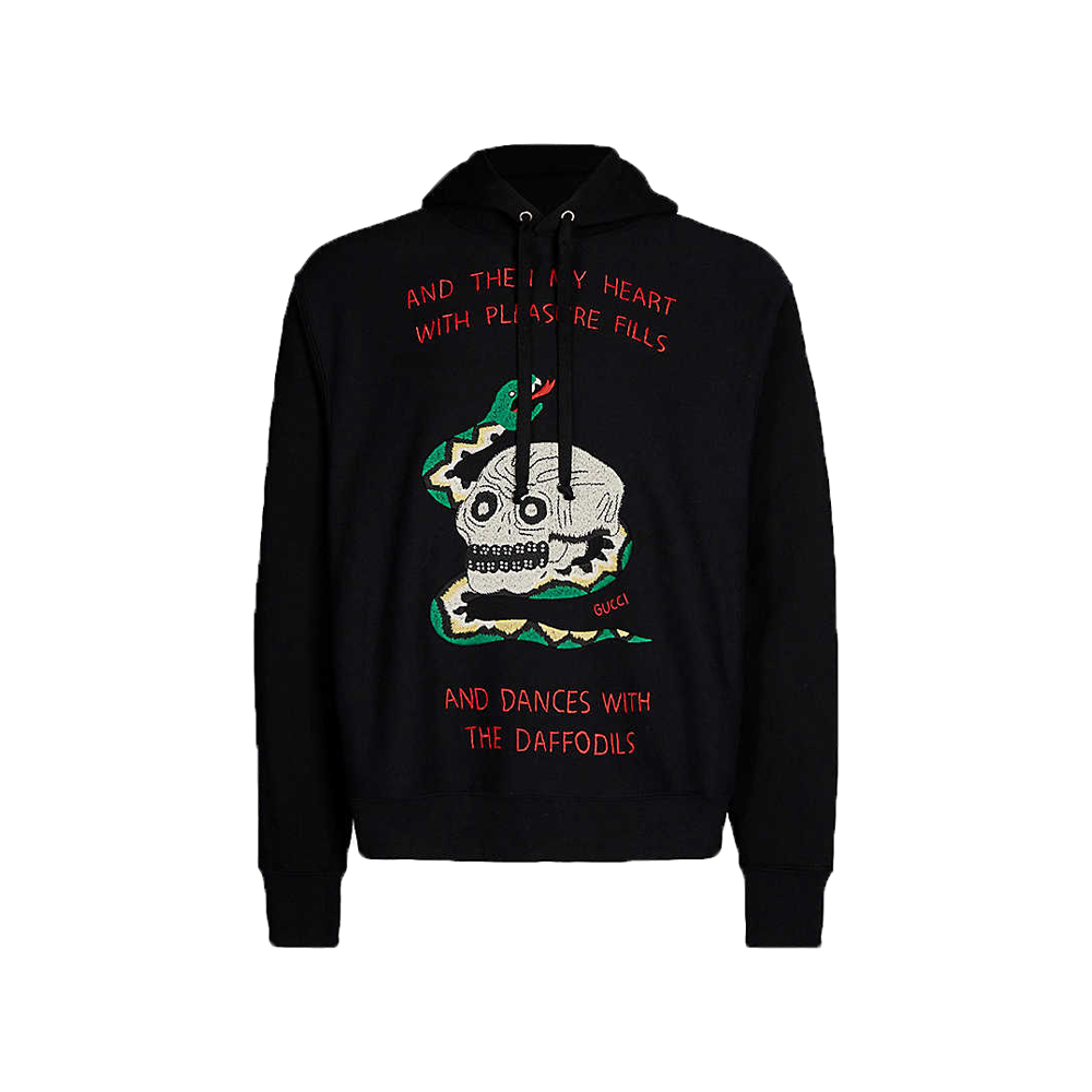 Graphic Embroidered Cotton Jersey Hoody by Gucci