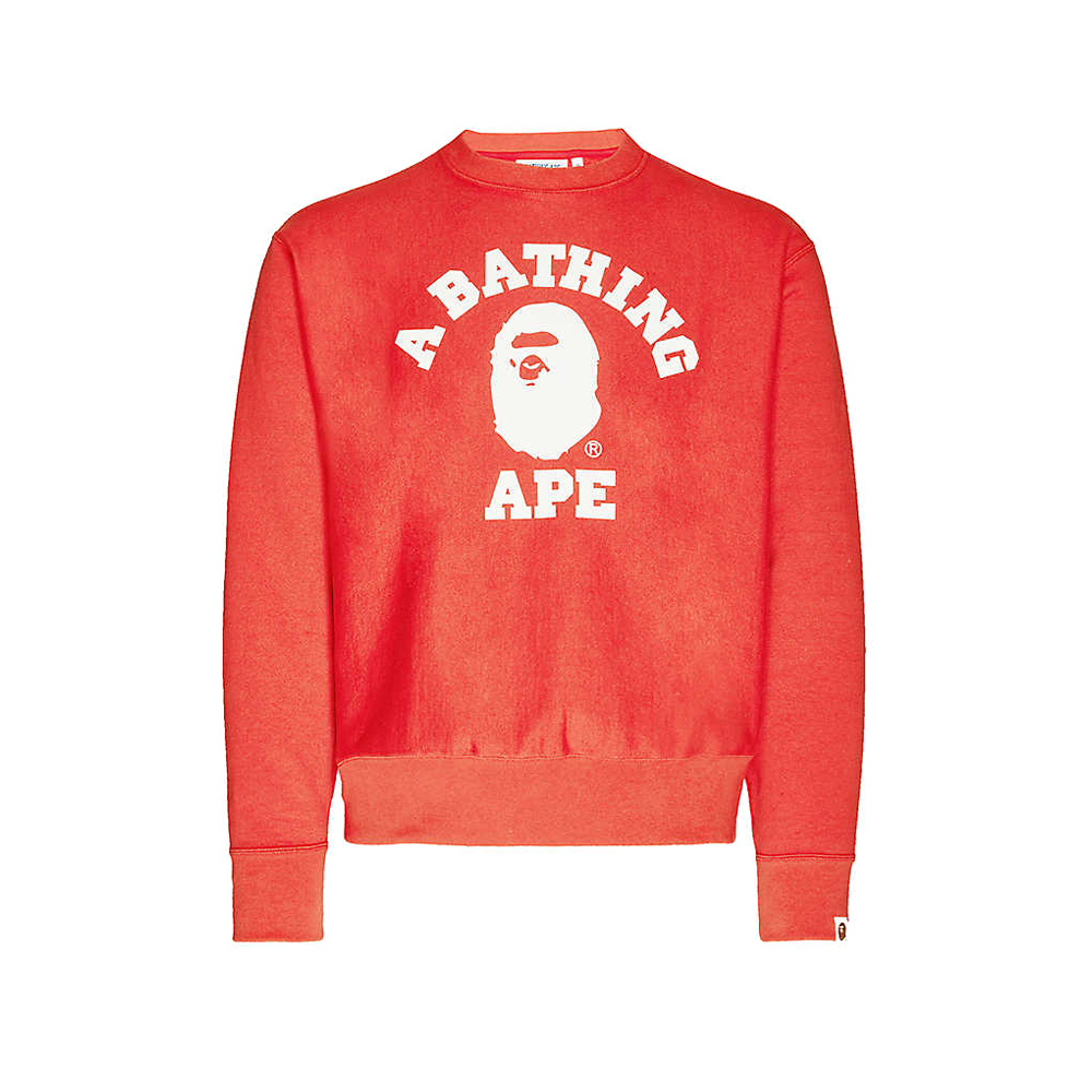 BAPE College Wide Cotton Jersey Jumper Red - OFour