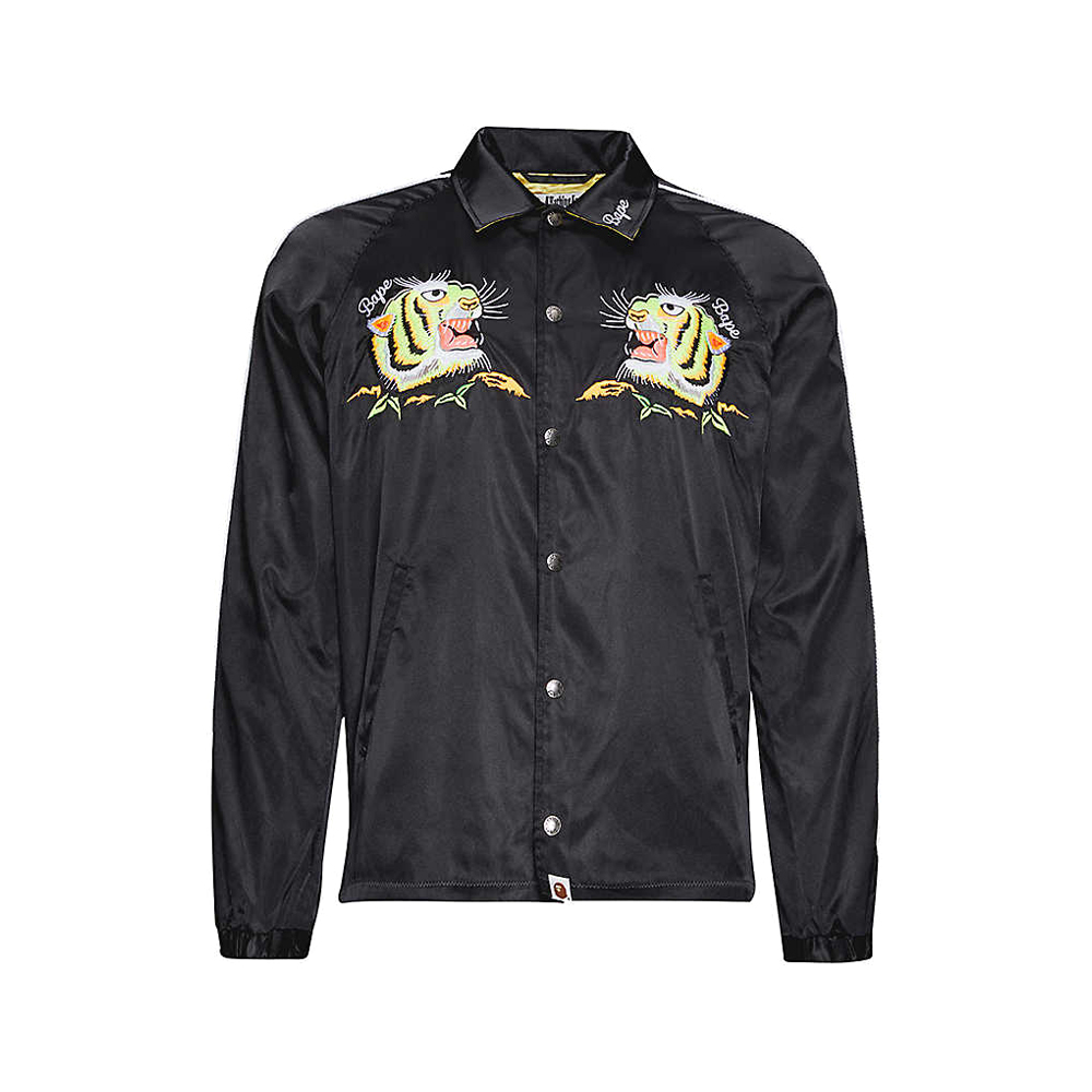 BAPE Tiger Embroidered Satin Jacket Black