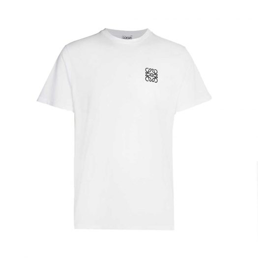 Loewe Logo Embroidered Cotton Jersey T-shirt White