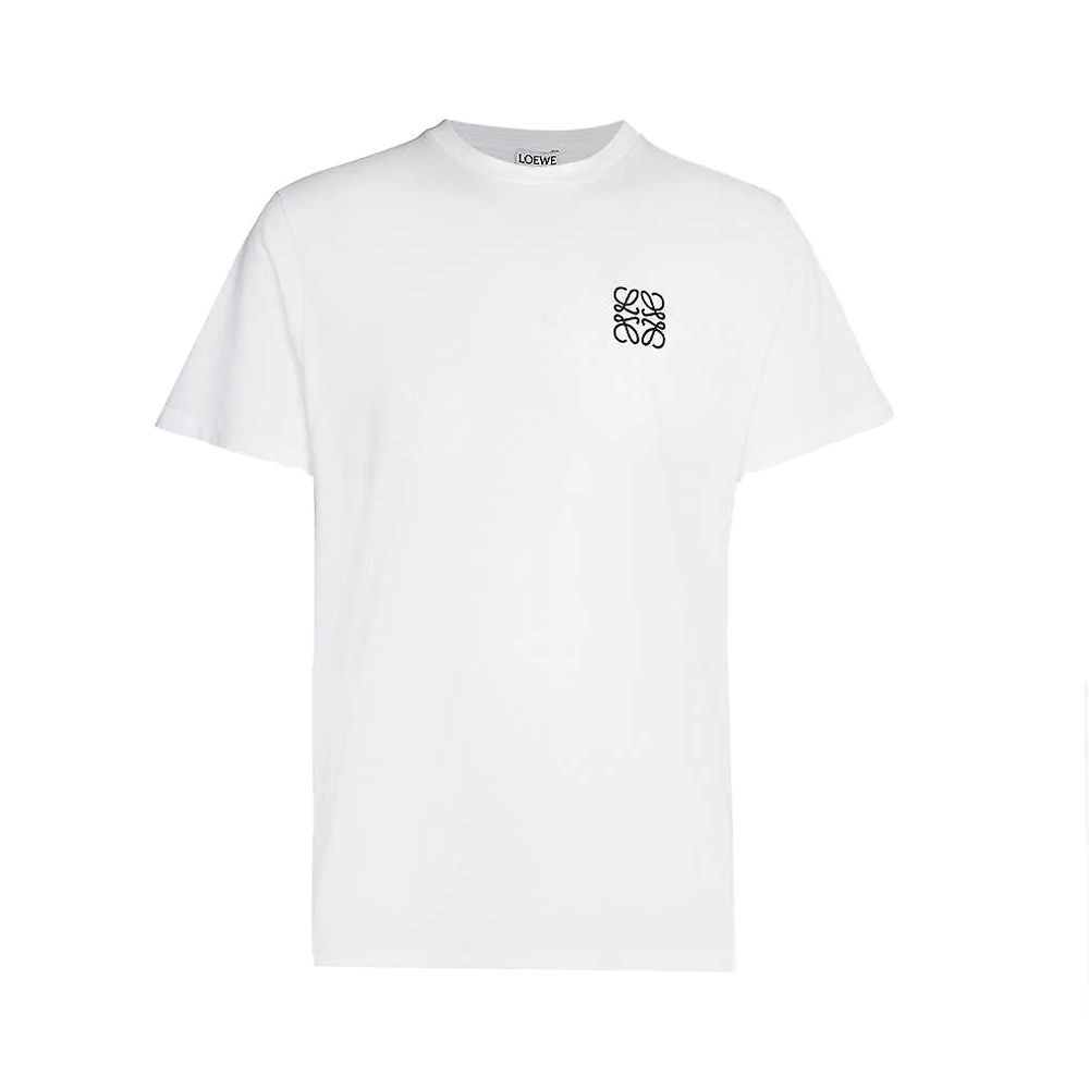 Loewe Logo Embroidered Cotton Jersey T-shirt WhiteLoewe Logo