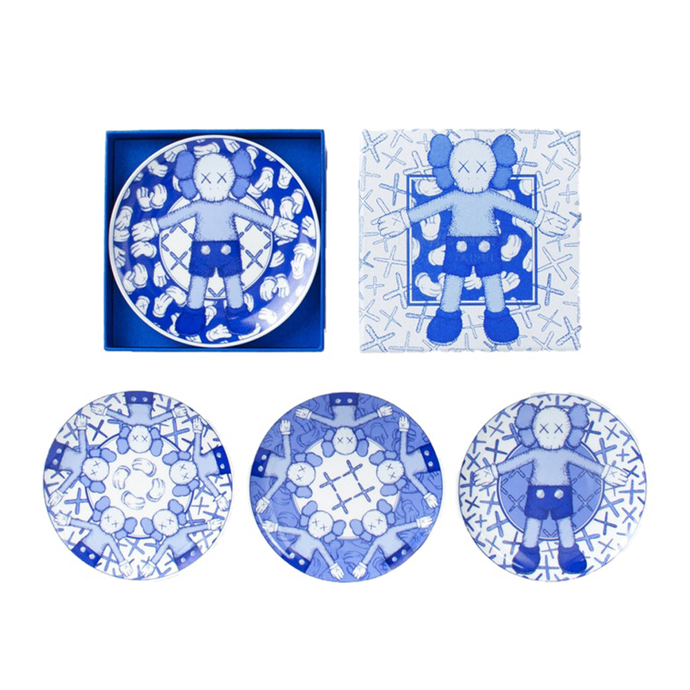 KAWS Holiday Limited Ceramic Plate (Set of 4) Blue/White