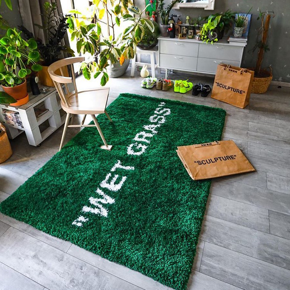 Virgil Abloh x Ikea Markerad Wet Grass Rug Green OFF White Limited Edition
