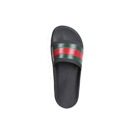 Gucci Pursuit Striped Rubber Sliders