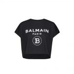 Balmain Logo-print Cropped Cotton-jersey T-shirt