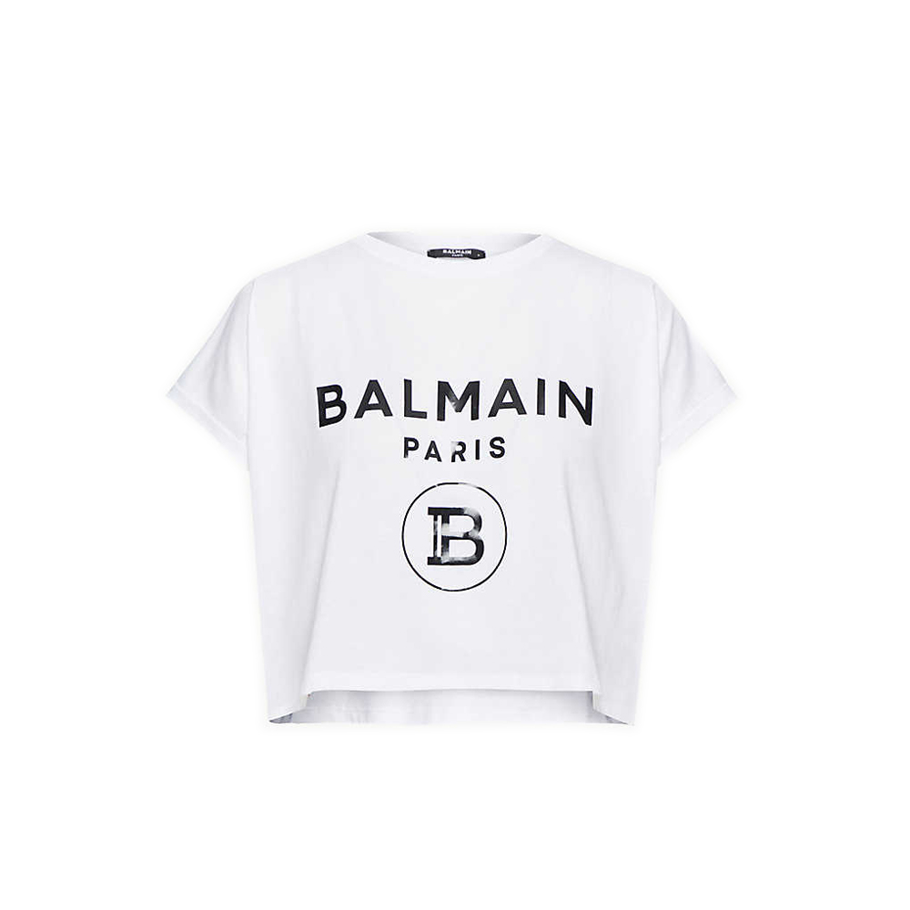 Balmain Logo-print Cropped Cotton-jersey T-shirtBalmain Logo-print ...