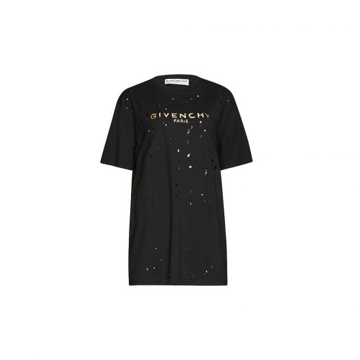 Givenchy Distressed Logo-print Cotton-jersey T-shirt