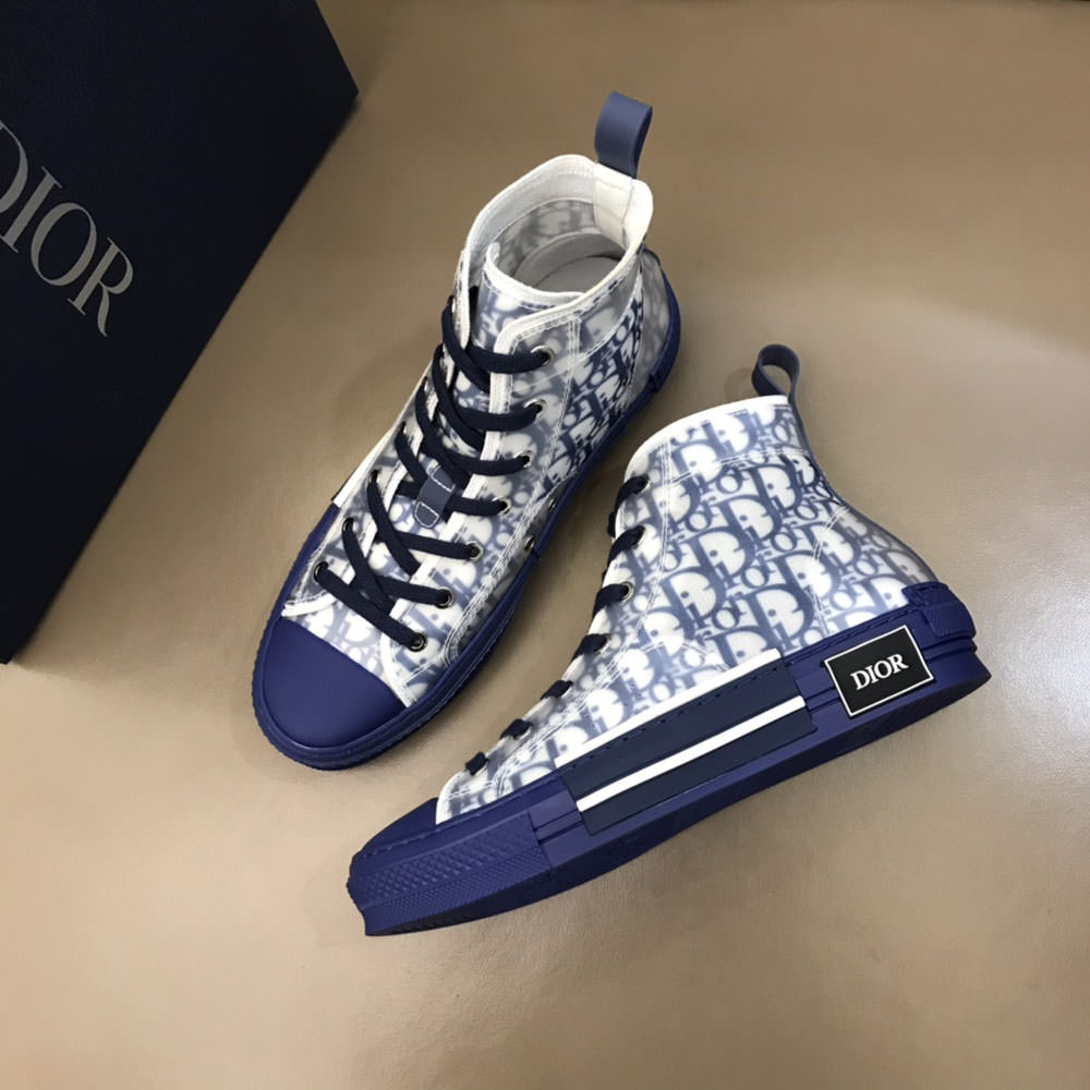 Dior B23 Blue Dior Oblique Kasuri Jacquard High Top Sneakers  Sneak in  Peace