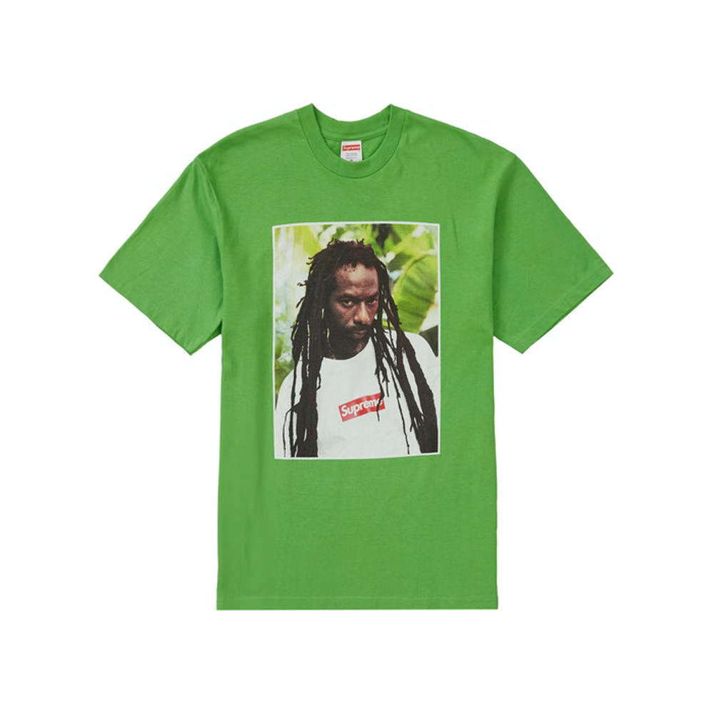 white and green supreme shirt