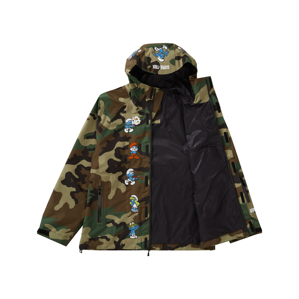 Supreme Smurfs Gore Tex Shell Jacket Woodland Camo Ofour