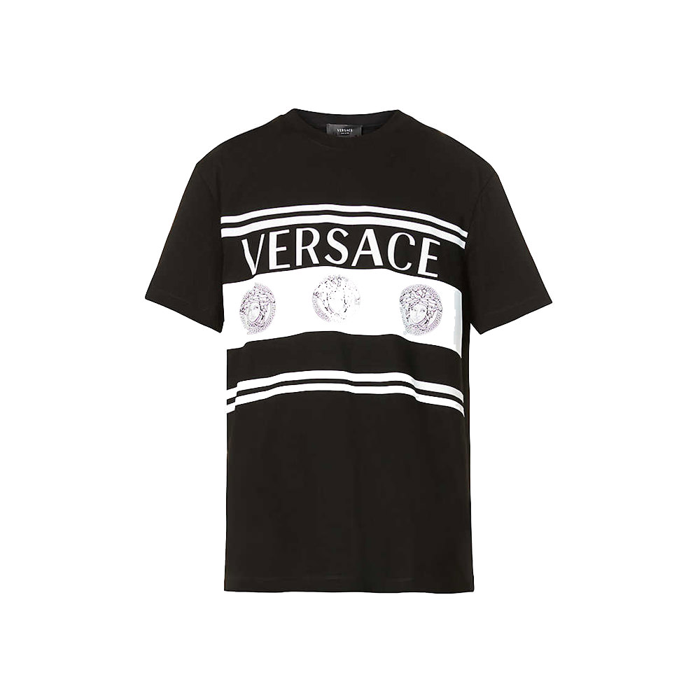 Versace Brand-print Crewneck Cotton-jersey T-shirtVersace Brand-print ...