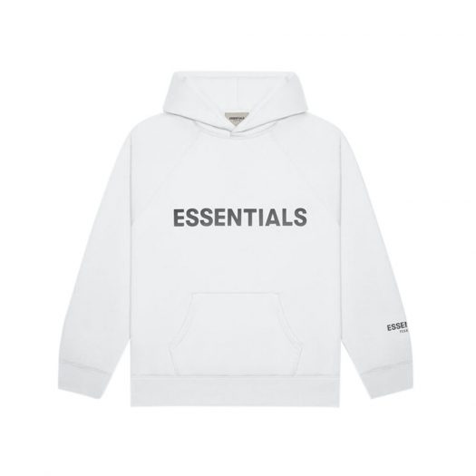 Fear Of God Essentials 3d Silicon Applique Pullover Hoodie White