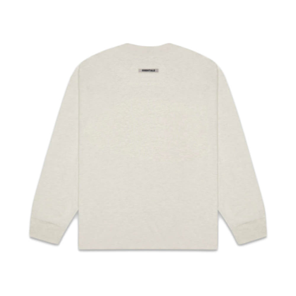 Fear Of God Essentials 3d Silicon Applique Boxy Long Sleeve T-shirt Oatmeal  Heather