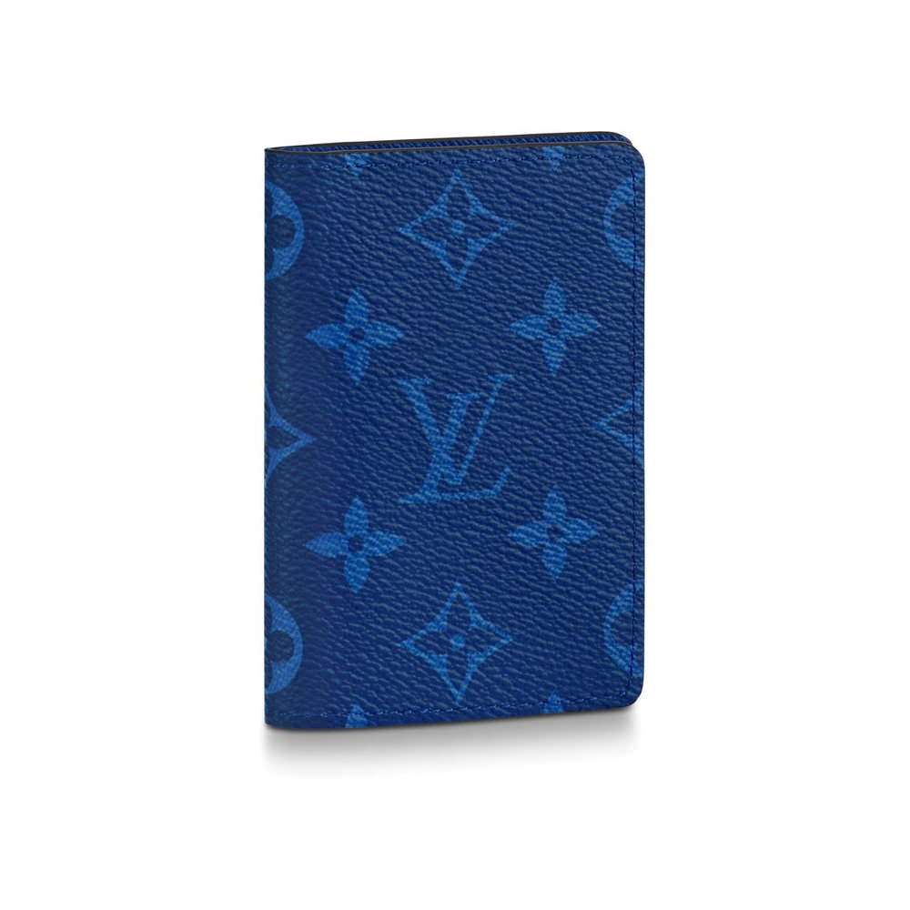 Louis Vuitton Pocket Organizer Navy Blue in Monogram Coated Canvas/Taiga  Cowhide Leather - US