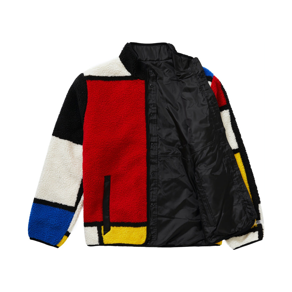 Supreme Reversible Colorblocked Fleece Jacket RedSupreme Reversible  Colorblocked Fleece Jacket Red OFour