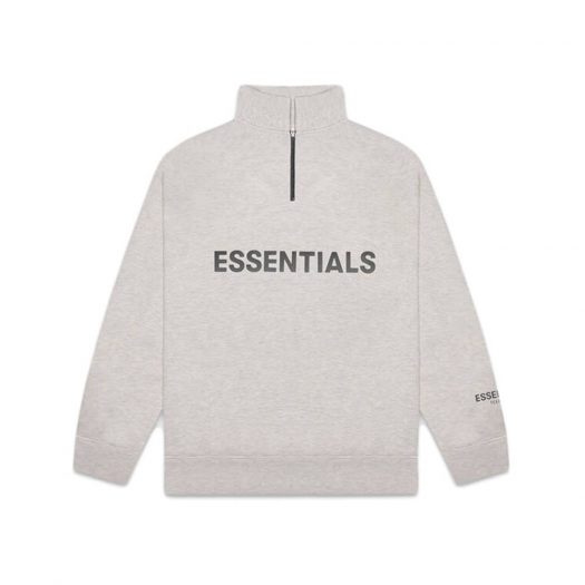 FEAR OF GOD ESSENTIALS Half Zip Pullover Sweater Oatmeal Heather