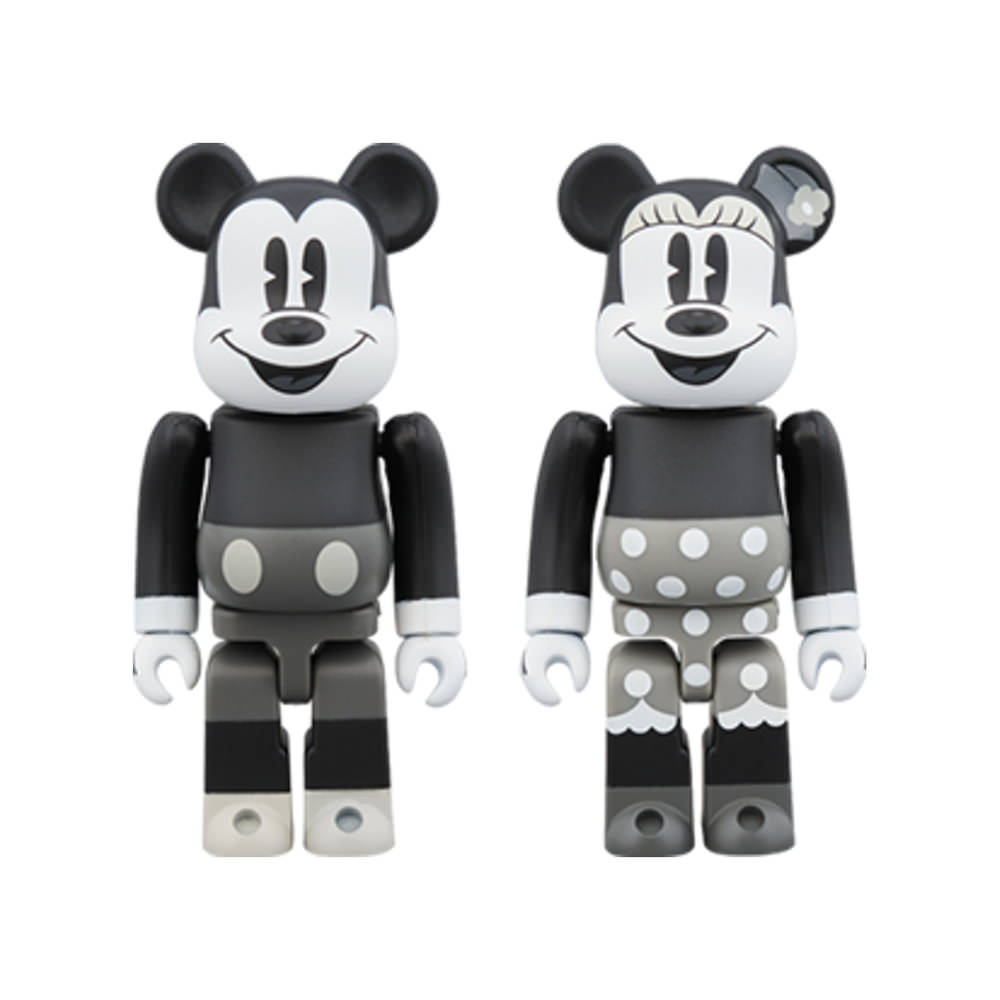 Bearbrick Mickey Mouse & Minnie Mouse (B&W Ver.) 2 Pack 100