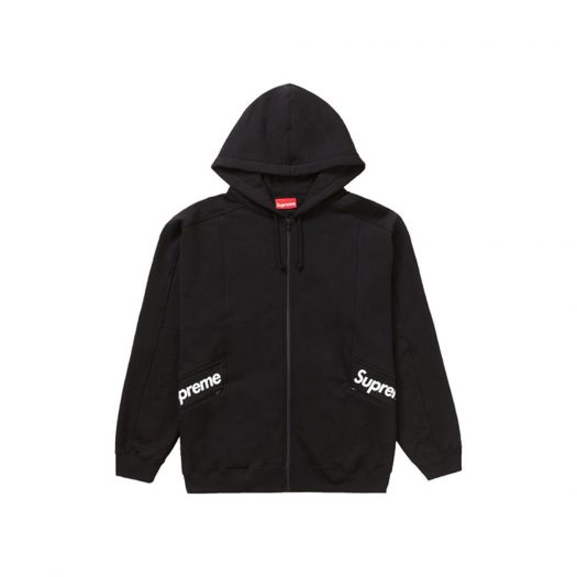 Supreme Color Blocked Zip Up Hooded Sweatshirt Black
