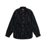 Supreme Logo Stripe Jacquard Denim Shirt Black