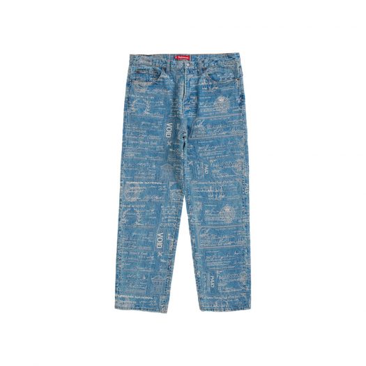 Supreme Checks Embroidered Jean Blue