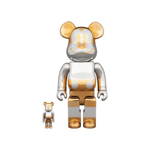 Bearbrick x Sorayama Future Mickey 100% & 400% Set Silver/Gold
