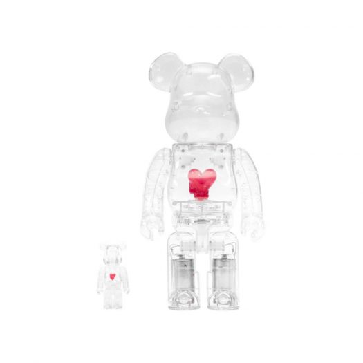 Bearbrick Emotionally Unavailable Heart 100% & 400% Set Clear