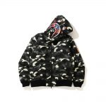 Bape City Camo Shark Hoodie Down Jacket BlackBape City Camo Shark