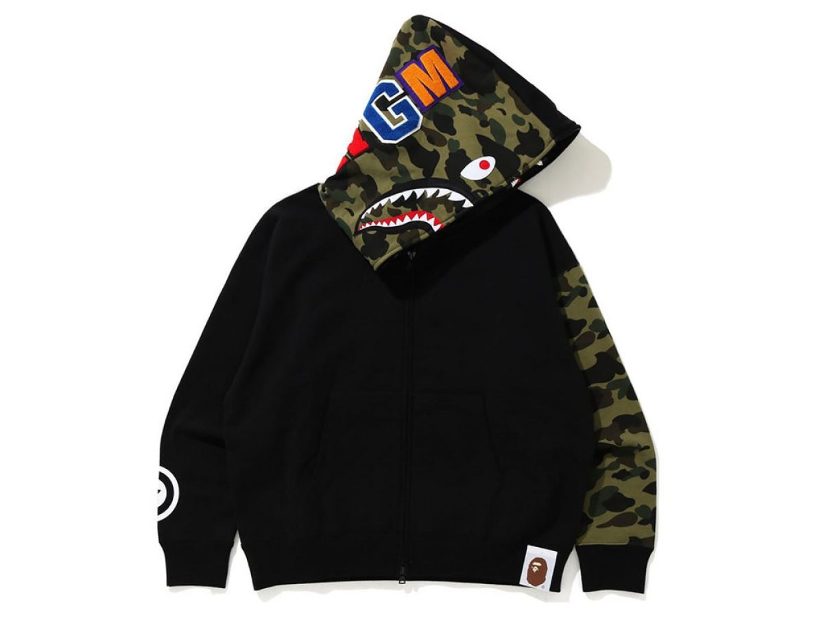 Bape Giant Shark Full Zip Hoodie Blackbape Giant Shark Full Zip Hoodie Black Ofour