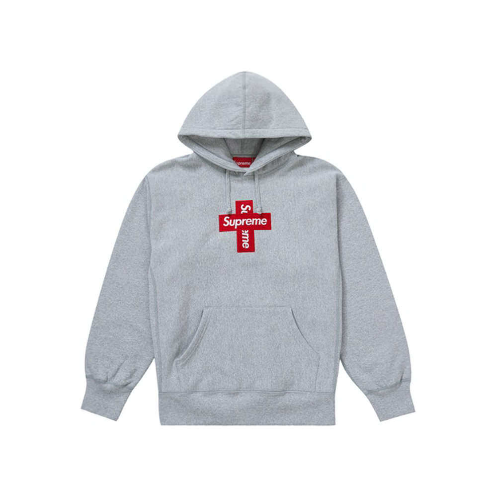 Supreme Cross Box Logo Hooded Sweatshirt Heather GreySupreme Cross