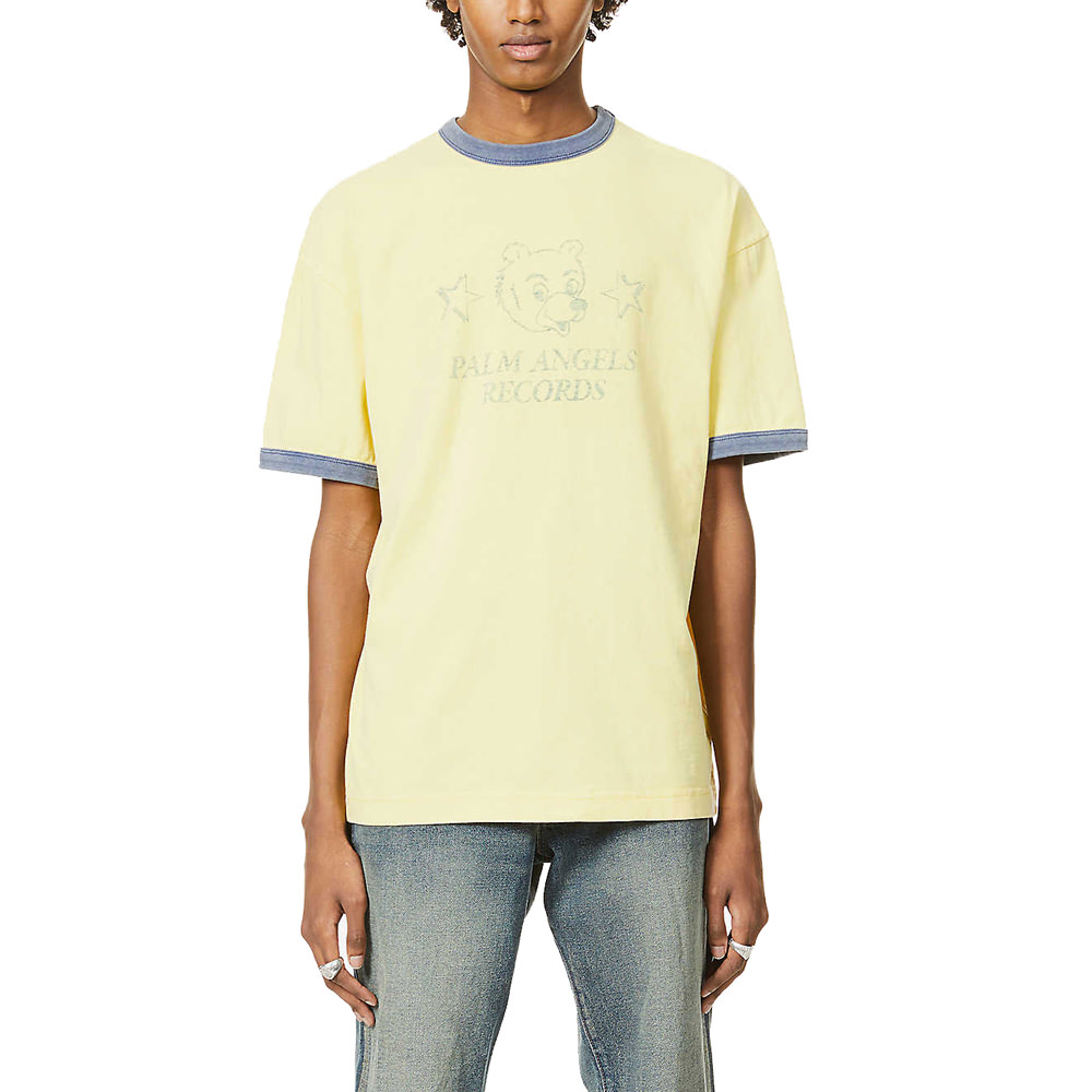 Palm Angels Logo-Print Cotton T-shirt Yellow - SS22 Men's - US