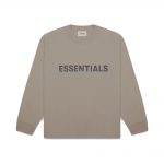 Fear Of God Essentials 3d Silicon Applique Boxy Long Sleeve T-shirt Taupe